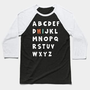 Funny Pre K Kindergarten Hi Alphabet Back To School Teachers Baseball T-Shirt